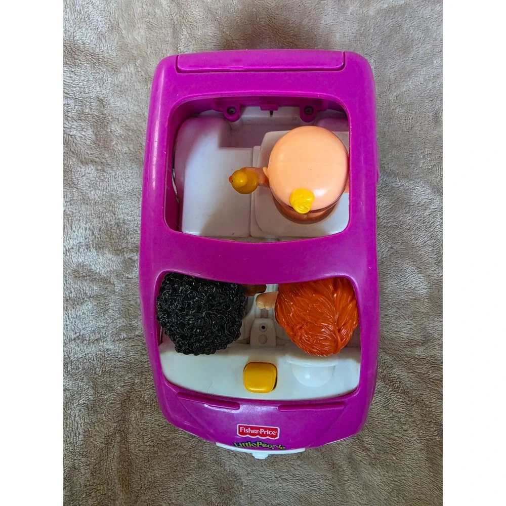Fisher-Price Little People Purple SUV Car with 3 Figures Boy Man Baby Toy Set